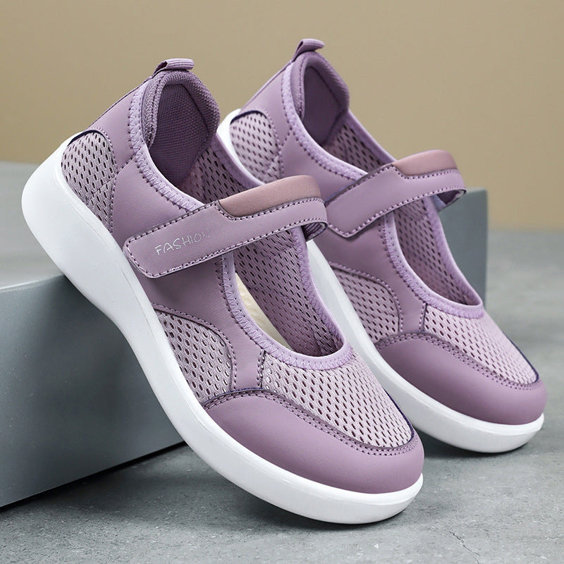 Damen Komfortable Slip-On Freizeitschuhe mit verstellbarem Klettverschluss EB
