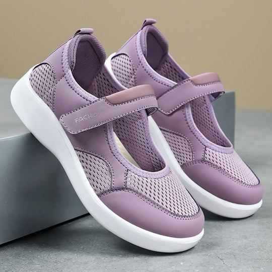 Damen Komfortable Slip-On Freizeitschuhe mit verstellbarem Klettverschluss EB