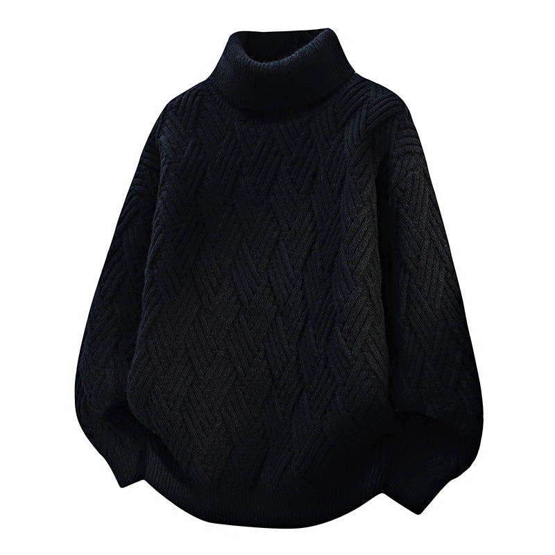 Damen Oversized Rollkragenpullover mit strukturiertem Zopfmuster EB