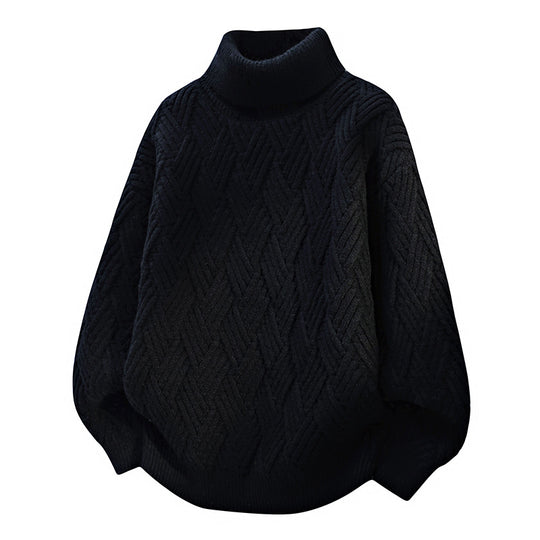 Damen Oversized Rollkragenpullover mit strukturiertem Zopfmuster EB