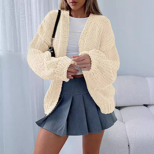Damen Strickjacke mit voluminösen Ärmeln und offener Front EB