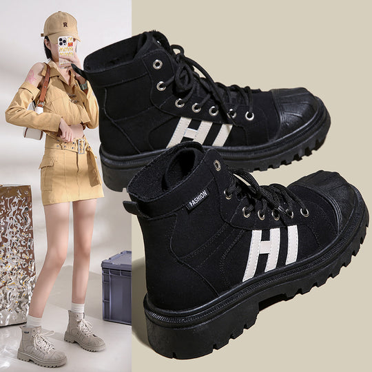 Damen Hochformat Sneaker aus robustem Textil mit trendiger Profilsohle EB