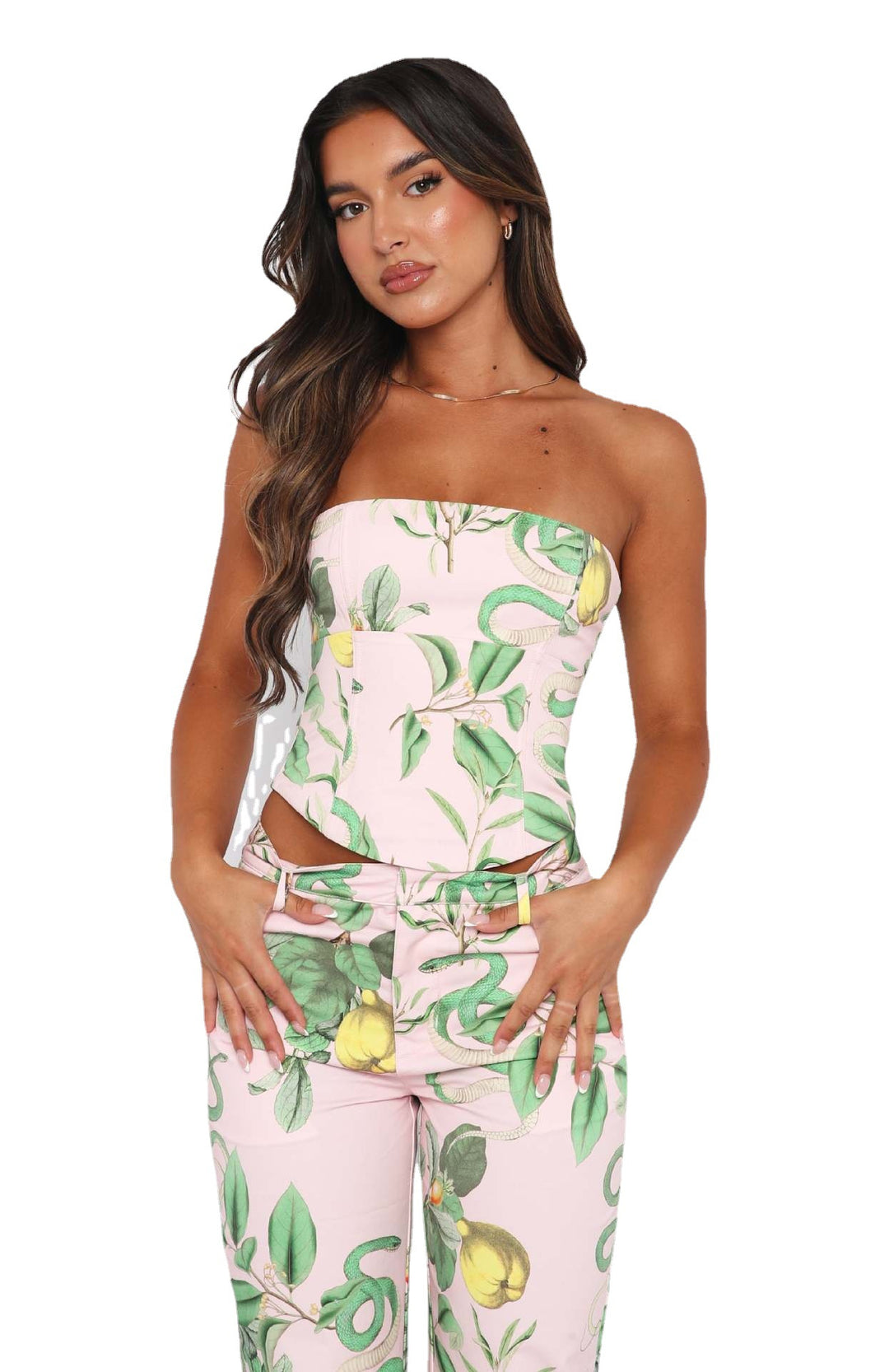 Damen Bustier-Top mit floralem Design und figurbetontem Schnitt EB