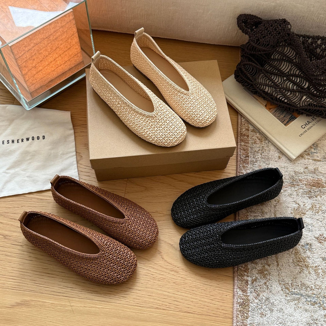 Damen Komfortable Slip-On Ballerinas mit modischem Flechtmuster EB