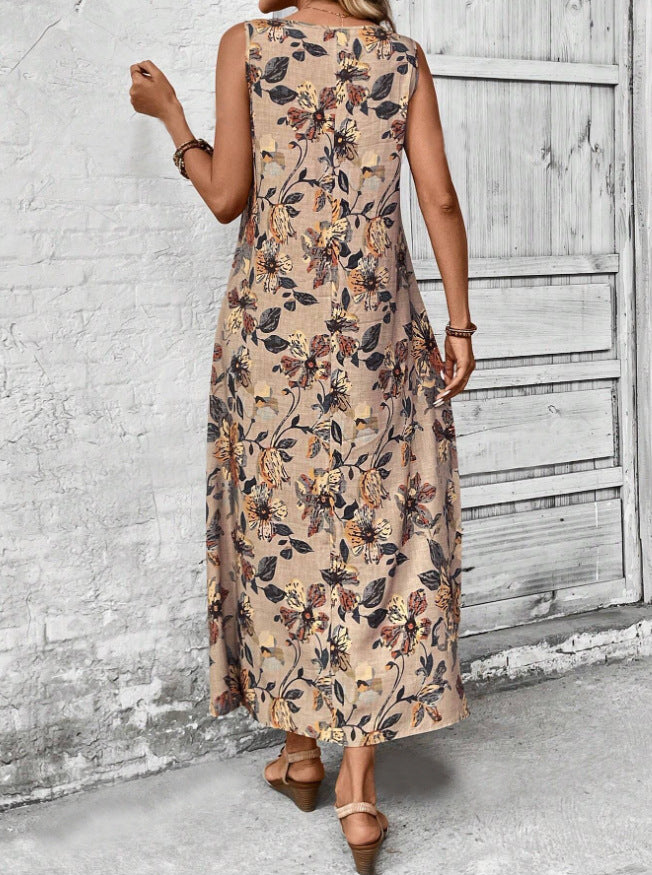 Damen Langes Sommerkleid mit floralem Muster und elegantem Schnitt EB