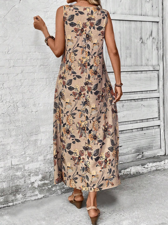Damen Langes Sommerkleid mit floralem Muster und elegantem Schnitt EB