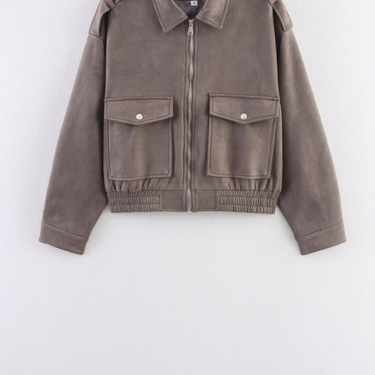 Damen trendige Oversized-Cordjacke mit praktischen Taschen und modischen Schulterdetails EB