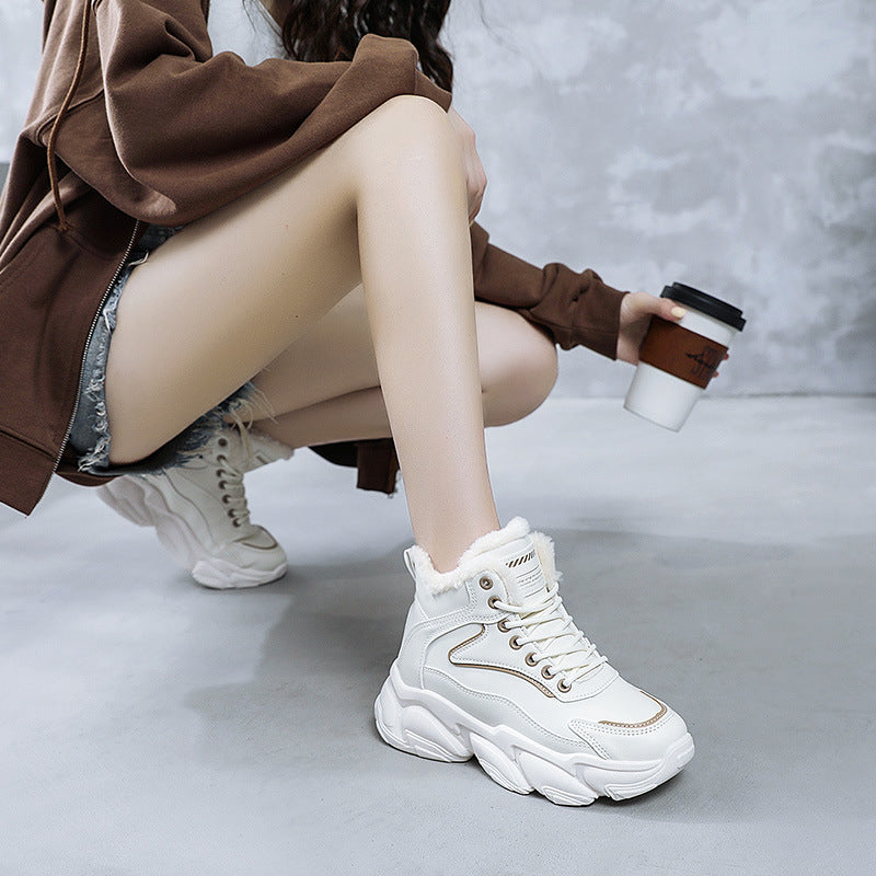 Damen warme High-Top Sneakers mit kuscheligem Innenfutter und robustem Sohlenprofil EB
