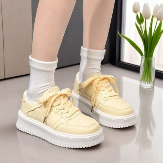 Damen Modische Sneakers mit dicker Sohle und atmungsaktiver Oberflächenstruktur EB