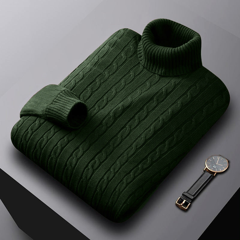 Herren nan grob gestrickter Rollkragenpullover mit Zopfmuster und wärmender Strickstruktur EB