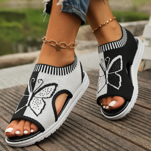 Damen Zehentrenner-Sandalen mit modischem Schmetterlingsdesign und atmungsaktivem Obermaterial EB