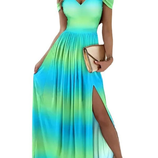 Damen Maxikleid mit Schulterträgern und elegantem Schlitz EB