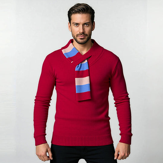 Herren eleganter Pullover mit modernem V-Ausschnitt und feinen Rippdetails EB