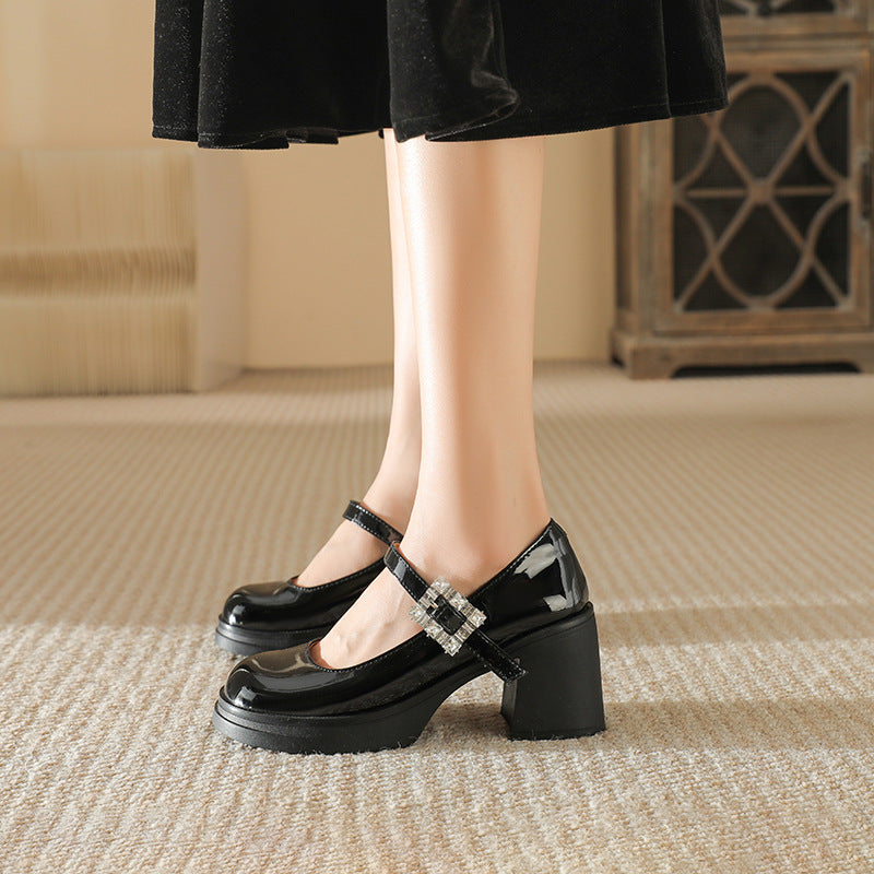 Damen elegante Blockabsatz-Pumps mit modischer Schnallenverzierung EB