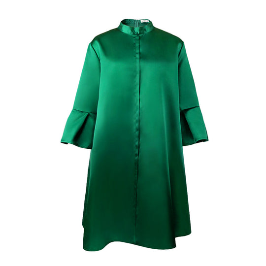 Damen elegantes Kleid mit hochgeschlossenem Kragen und weiterem Ärmel EB