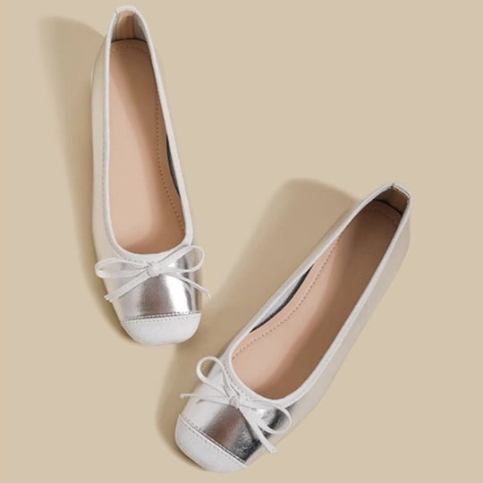 Damen Elegante Ballerina-Schuhe mit zarter Schleifenapplikation EB