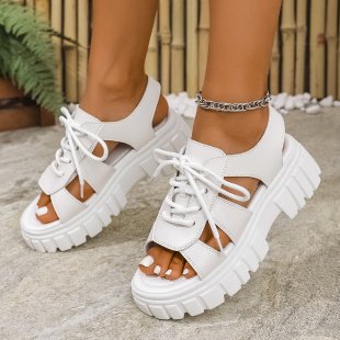 Damen Plateau-Sandalen mit stylishen Schnürdetails und rutschfester Sohle EB