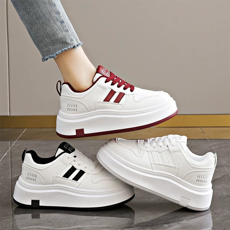 Damen Trendige Plateau-Sneaker mit weicher Polsterung und rutschfester Sohle EB