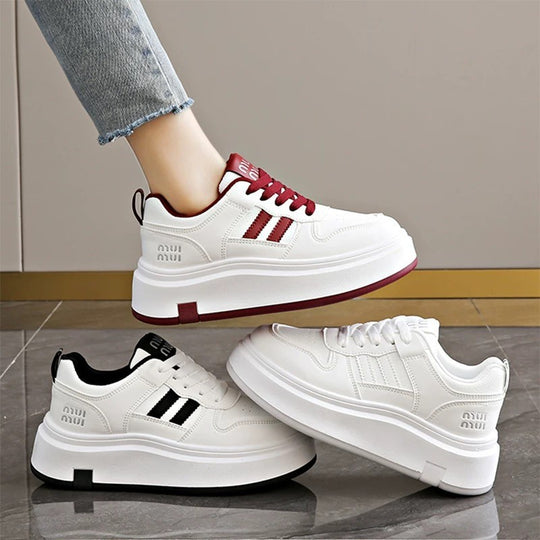 Damen Trendige Plateau-Sneaker mit weicher Polsterung und rutschfester Sohle EB