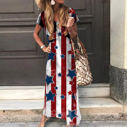 Damen Grafik Maxikleid EB