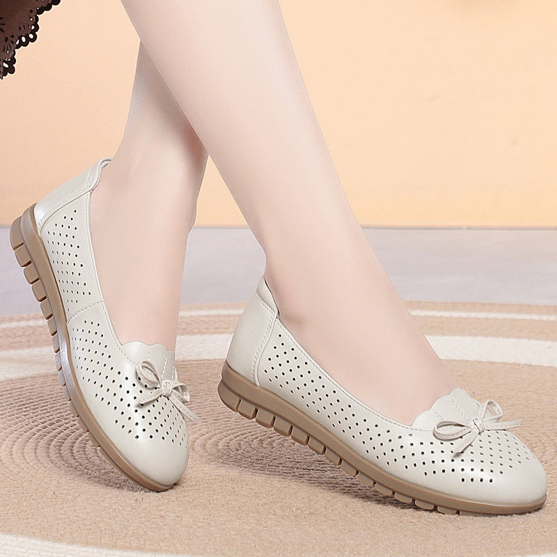 Damen Atmungsaktive Mokassins mit dekorativem Lochdesign und bequemer Sohle EB