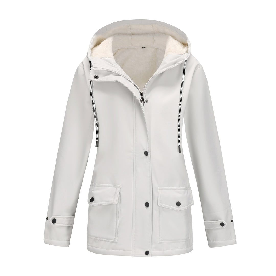 Damen nan wasserabweisender Parka mit Teddyfutter verstellbarer Kapuze und aufgesetzten Taschen EB