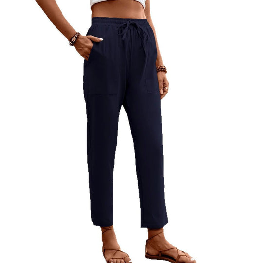 Damen luftige Freizeithose mit praktischen Seitentaschen und elastischem Bund EB