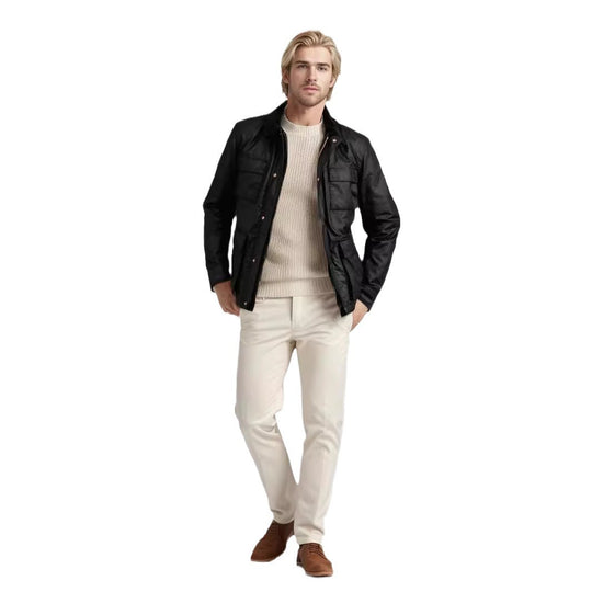 Herren modische und funktionale Übergangsjacke mit hochschließendem Kragen EB