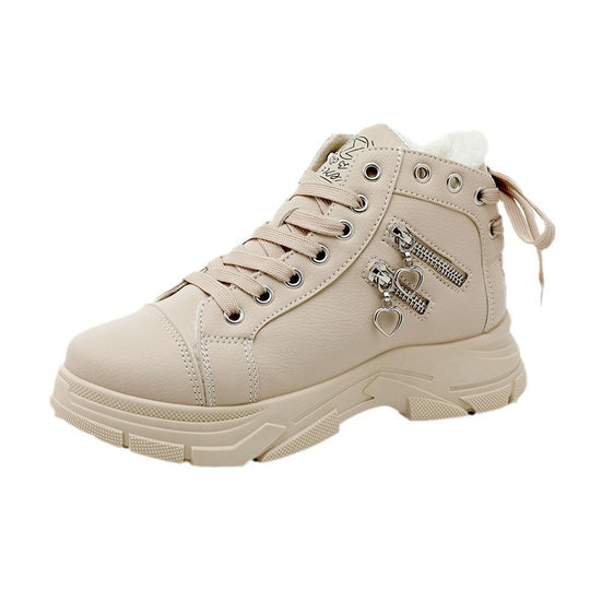 Damen warme High-Top Sneakers mit flauschigem Innenfutter und modischem Design EB
