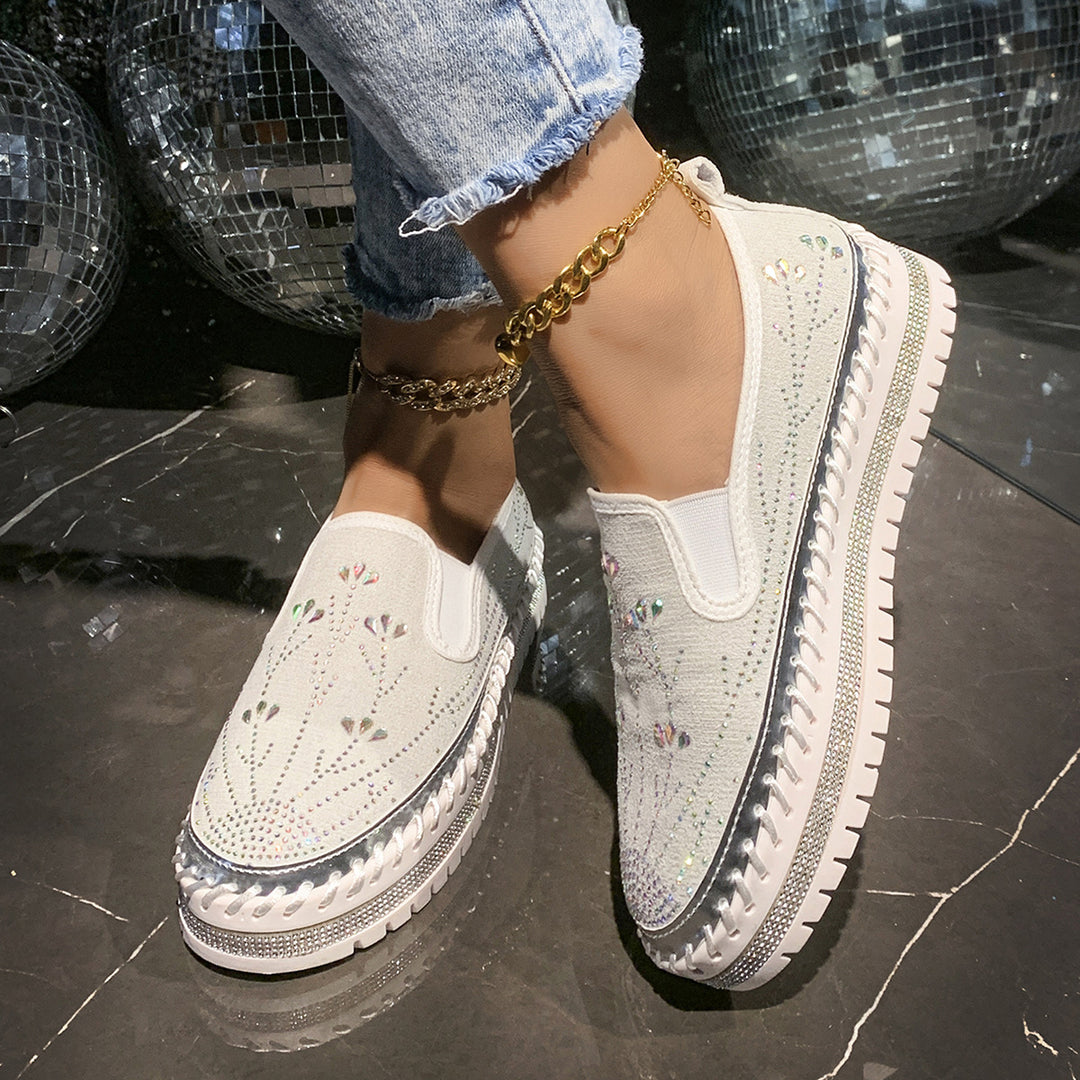 Damen Slip-On Sneakers mit funkelnden Applikationen und rutschfester Sohle EB