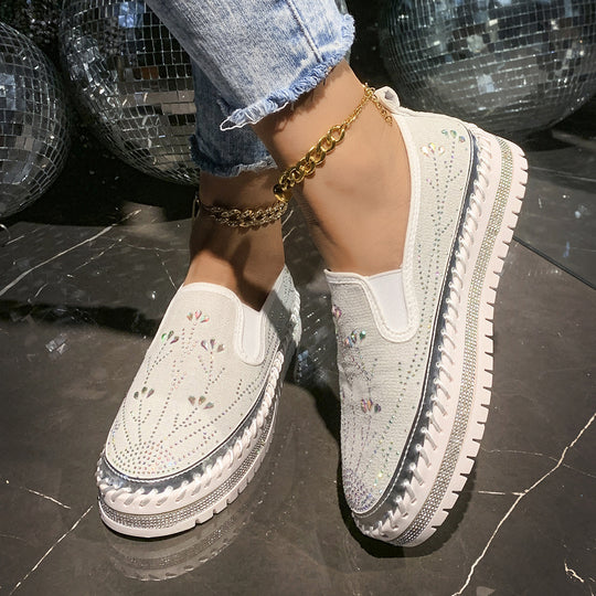 Damen Slip-On Sneakers mit funkelnden Applikationen und rutschfester Sohle EB