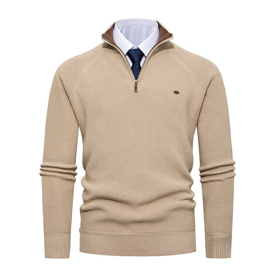 Herren eleganter Strickpullover mit Stehkragen und Reißverschluss EB