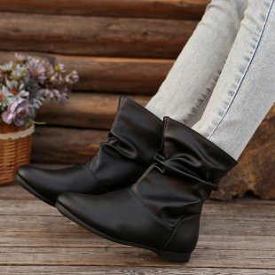 Damen modische Stiefeletten mit elegantem Rüschendesign und weichem Obermaterial EB