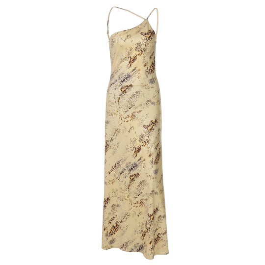 Damen Langes Etuikleid mit elegantem Muster und feinen Spaghettiträgern EB