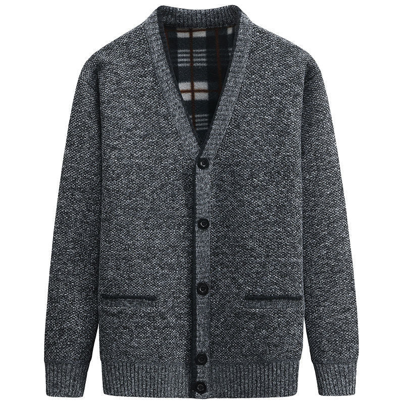 Herren Strickjacke mit V-Ausschnitt und hochwertigen Details EB