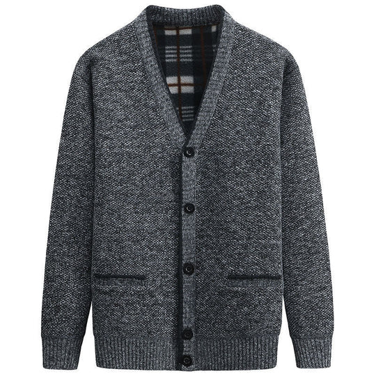 Herren Strickjacke mit V-Ausschnitt und hochwertigen Details EB