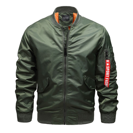 Herren Bomberjacke im MA-1 Stil mit Ärmel-Utilitytasche und kontrastierendem Futter EB