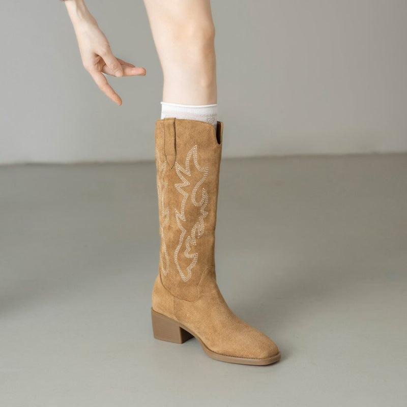 Damen Stiefel mit exquisiten Stickereien und komfortablem Absatz EB