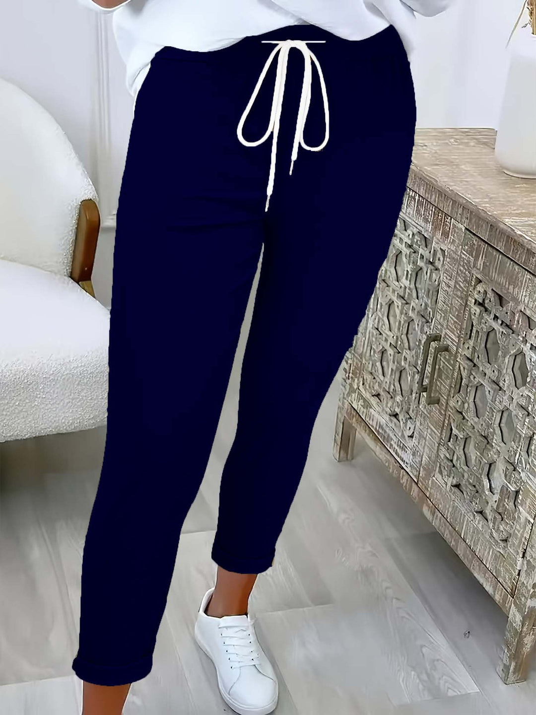 Damen nan taillierte Freizeithose mit Kordelzug und Umschlagbündchen EB