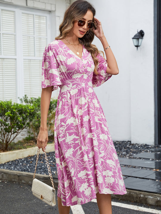 Damen Midi-Kleid mit voluminösen Ärmeln EB