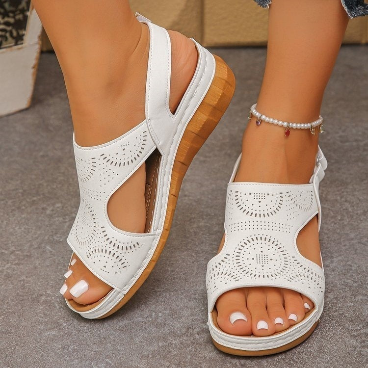 Damen Wedge-Sandalen mit komfortablem Fußbett und atmungsaktiven Ausschnitten EB