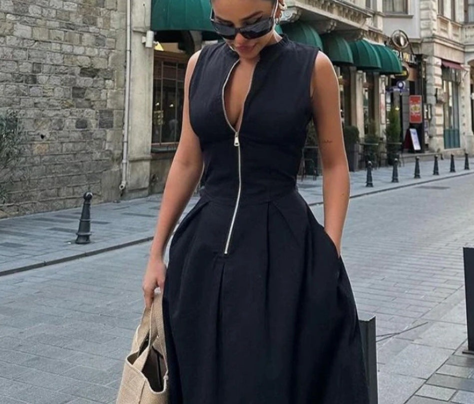 Damen Elegantes Maxi-Kleid mit tiefem V-Ausschnitt und schmalem Schnitt EB