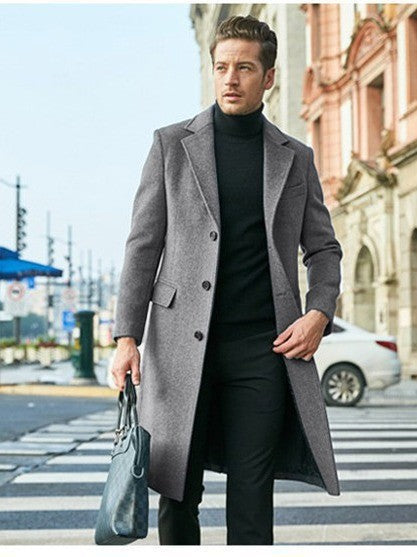 Herren eleganter und moderner Langmantel mit strukturiertem Obermaterial EB