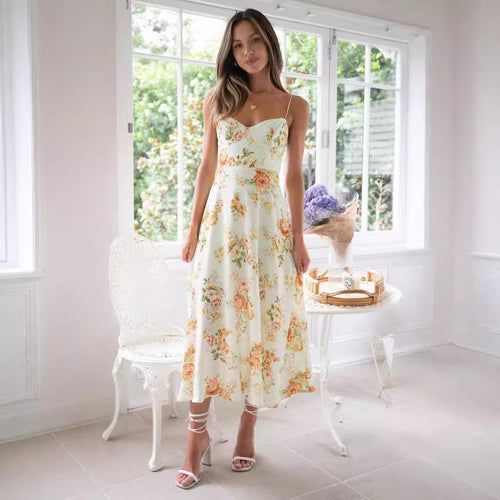 Damen Maxikleid mit zartem Blumenprint und modernem Schnitt EB