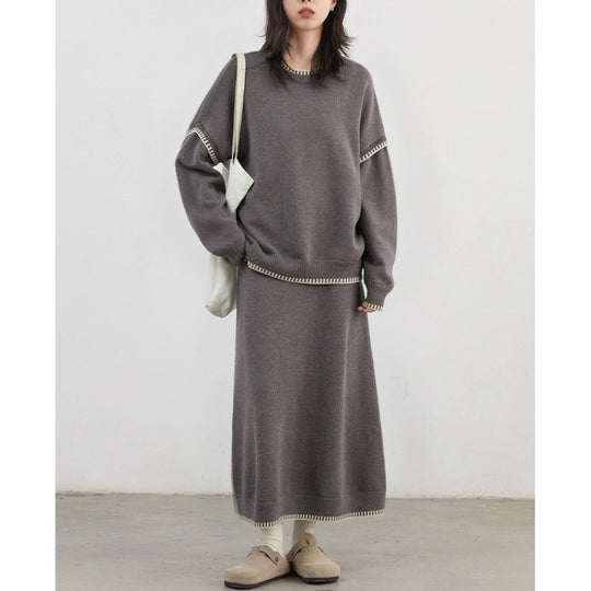 Damen Strickensemble mit lässigem Schnitt und dekorativen Akzenten EB