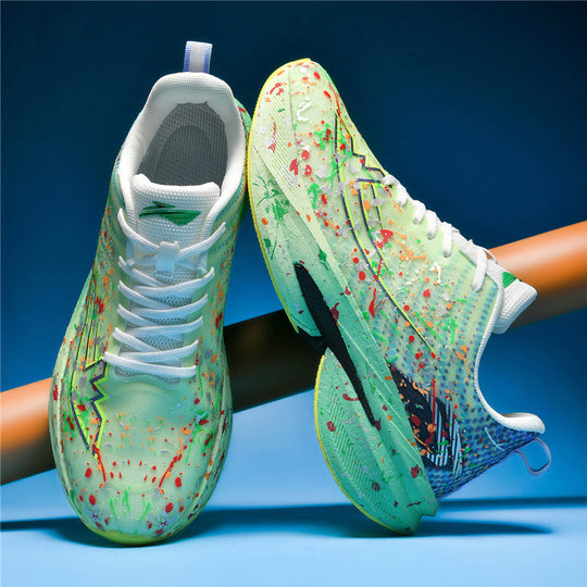 Unisex künstlerische Laufsneaker mit Spritzlack‑Design, reaktiver Hohlkern‑Dämpfung und Drehverschluss EB