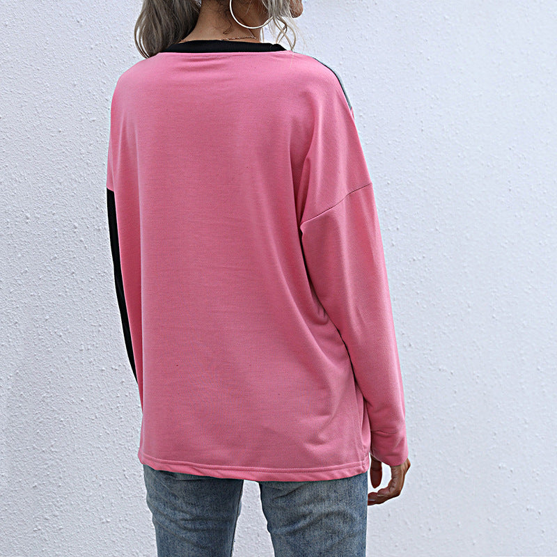 Damen Sportliches Sweatshirt mit modischem Farbblockdesign EB