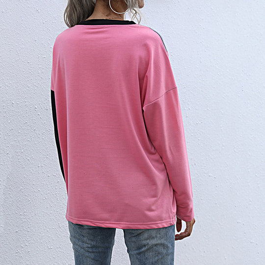 Damen Sportliches Sweatshirt mit modischem Farbblockdesign EB