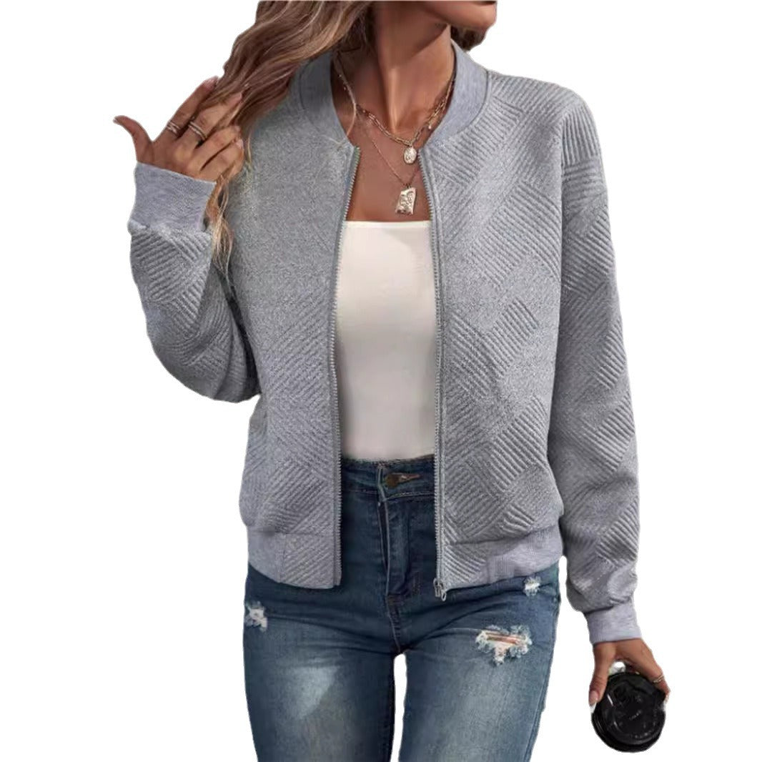 Damen sportliche Bomberjacke mit strukturiertem Design und hohen Bündchen EB