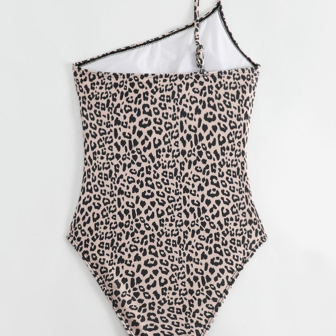 Damen One-Shoulder Badeanzug mit stylischem Animal-Print und femininen Raffungen EB